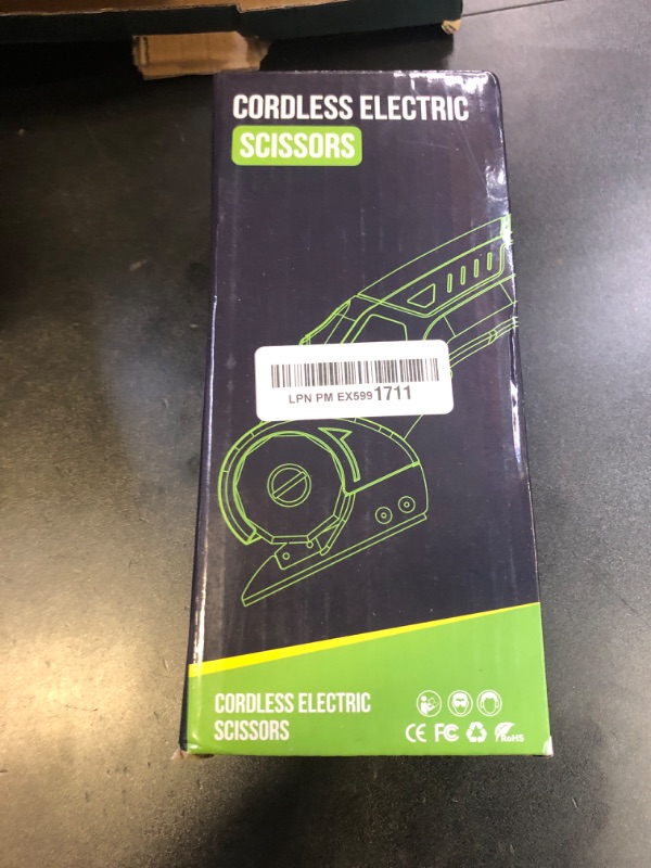 Photo 1 of Cordless Electric Scissors: 4V Rechargeable Rotary Cardboard Cutter, 3000mAh Battery, with LED Light, 2 Blades, Box Cutter for Fabric Carpet Carton Plastic Leather Cloth