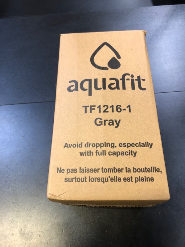 Photo 1 of AQUAFIT 64 oz Water Bottle with Time Marker - Straw & Chug Lid - BPA Free Half Gallon Gym Water Bottle with Handle - Big Gallon Jug (Gray, 64 Ounces)