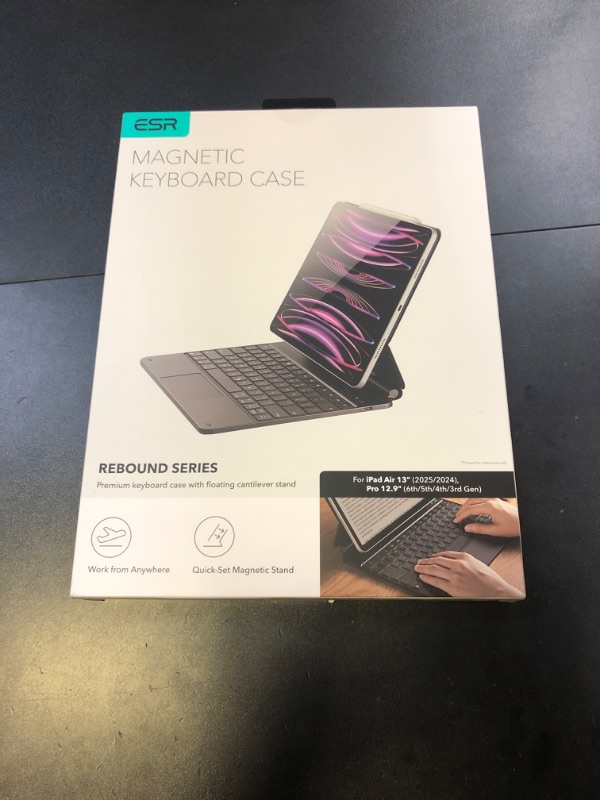 Photo 1 of ESR iPad Air 13 Inch Case Keyboard (M3/M2, 2025/2024) & iPad Pro 12.9 inch (3/4/5/6th Gen) Magic Keyboard, Easy-Set Floating Cantilever Stand, Precision Multi-Touch Trackpad, Rebound Series, Black