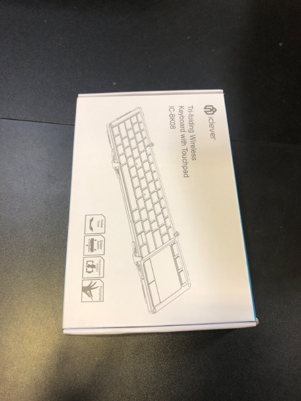 Photo 1 of iClever Foldable Keyboard, BK08 Bluetooth Keyboard with Sensitive Touchpad (Sync Up to 3 Devices), Tri-Folding Pocket-Sized for Windows Mac Android iOS