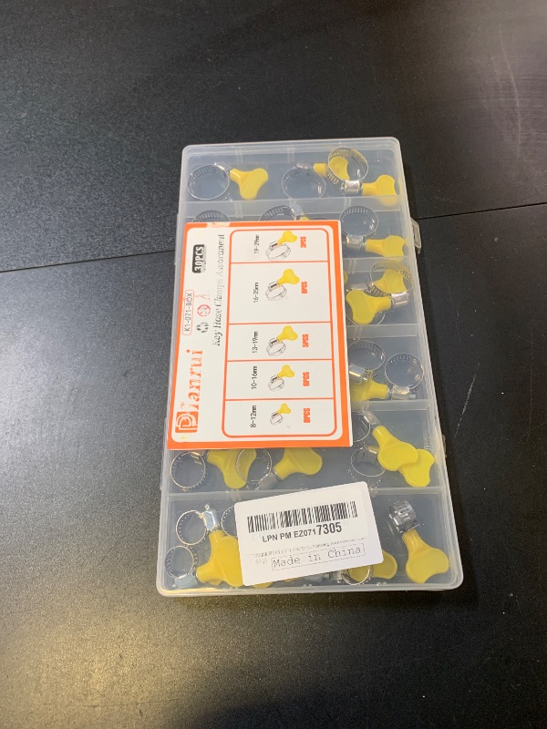 Photo 1 of Dianrui 30 PCS Thumb Screw Hose Clamps Assortment Kit 5/16"-1-1/8"(8-29mm) Key-Type Hose Clamp Stainless Steel for Pipe, Fuel Line, Plumbing, Intercooler, Tube and Automotive