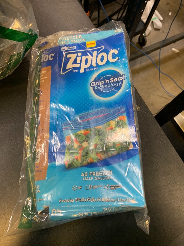 Photo 1 of Ziploc Half Gallon Food Storage Freezer Bags, Grip 'n Seal Technology for Easier Grip, Open, and Close, 40 Bags Total