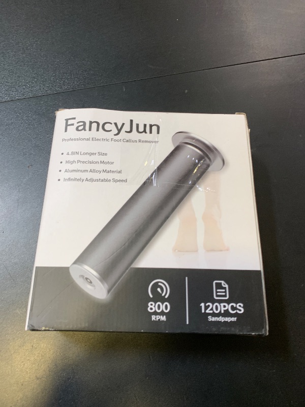 Photo 1 of FancyJun Electric Foot Callus Remover with 120pcs Sandpaper Discs(3 Sizes), Professional 800RPM Aluminum 4.8 Inches Callus Remover for Feet, Stepless Speed Control Foot File for Dead Skin (Black)