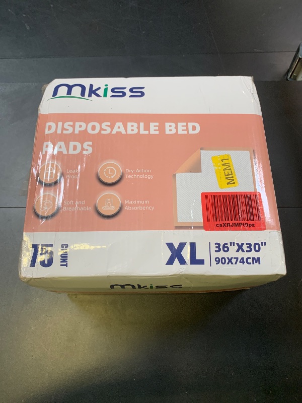 Photo 1 of MKISS Bed Pads Disposable [75 Count] Adult Incontinence Underpads 30" x 36" Heavy Duty Absorbent Pee Pad, XL Chucks Leakproof, Extra Large Puppy Training Pad, Waterproof Baby Changing Pad