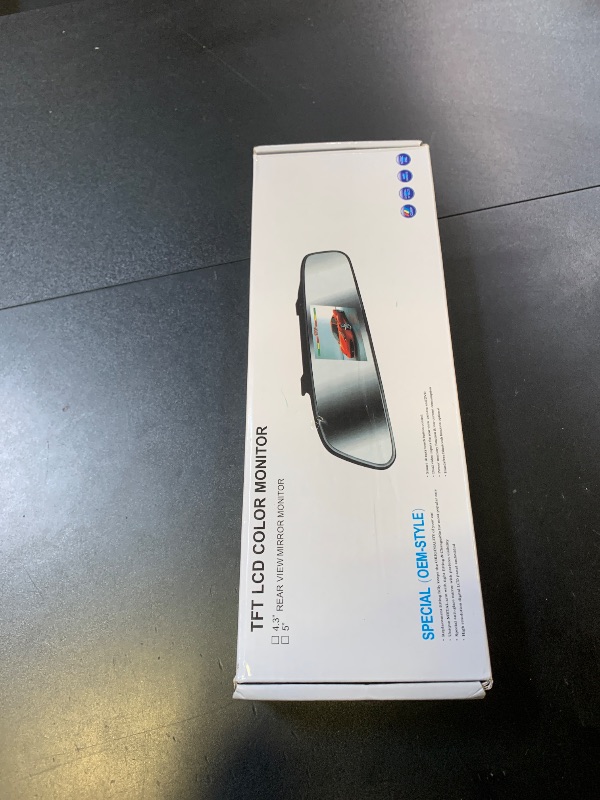 Photo 1 of 4.3 inch Car Video Monitor Auto Rear View Mirror LCD Screen 12V-24V Universal Mount Clip-On Current Mirror for Backup Camera/Front Camera/Media Player/Safety Driving 2 Ways RCA Input