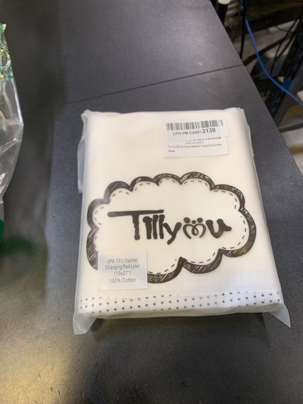 Photo 1 of TILLYOU Waterproof Changing Pad Liners 6 Pack, 100% Cotton Reusable Cloth Diaper Liners, White