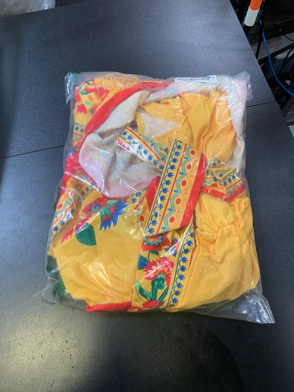 Photo 1 of Women Mexican Dress Off Shoulder Floral Long Maxi Dress Summer Beach Party Cinco de Mayo Dresses Yellow M