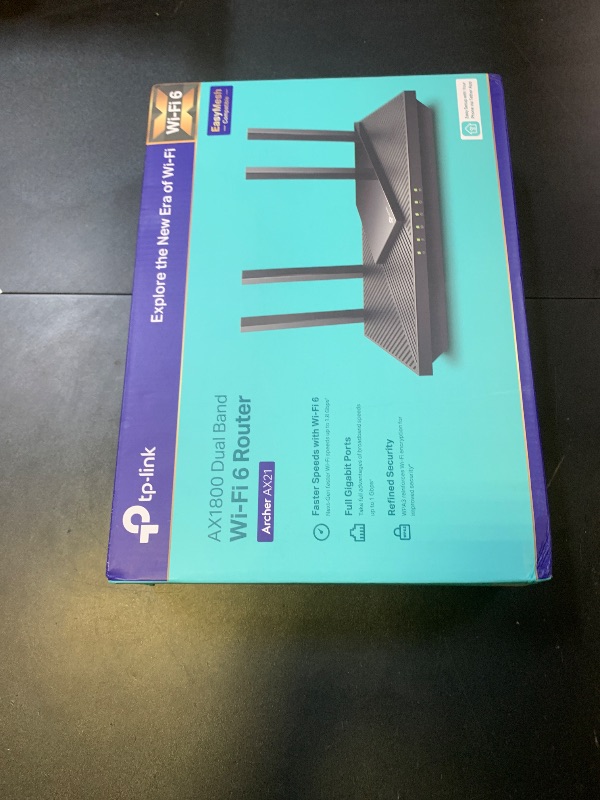 Photo 1 of TP-Link AX1800 WiFi 6 Router V4 (Archer AX21) – Dual Band Wireless Internet, Gigabit, Easy Mesh, Works with Alexa - A Certified for Humans Device, Free Expert Support