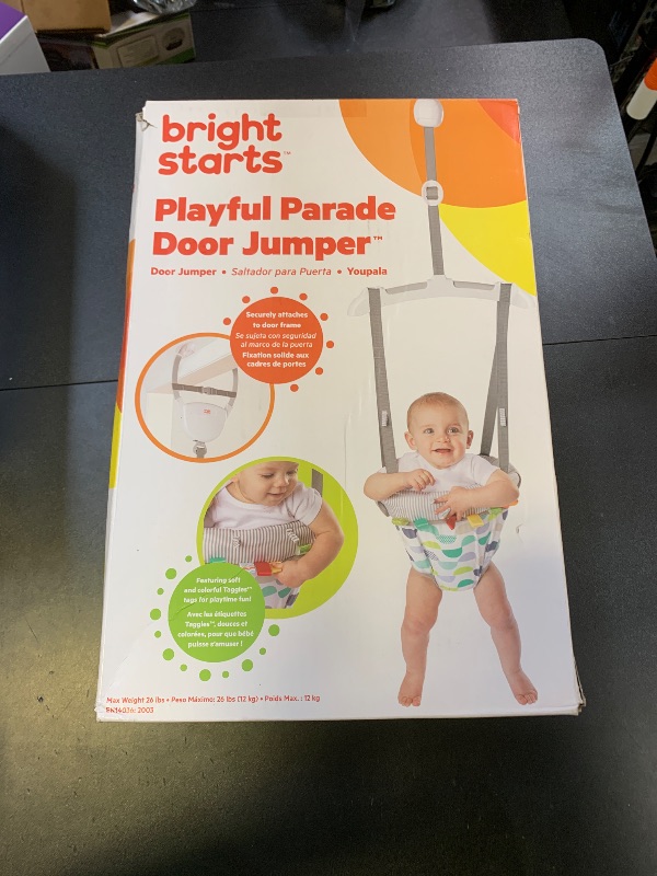 Photo 1 of Bright Starts Playful Parade Door Jumper for Baby with Adjustable Strap, 6 Months and Up, Max Weight 26 lbs