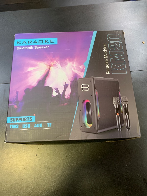 Photo 1 of Karaoke Machine with 2 Wireless Microphones Portable Bluetooth Karaoke Machine for Adults Kids DSP Chip Karaoke Speaker with LED Lights Supports TWS TF Card USB AUX in
