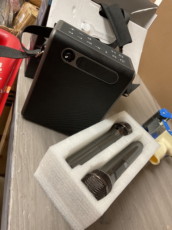 Photo 1 of PARTS ONLY -------------------------------------------------------------Karaoke Machine with 2 Wireless Microphones Portable Bluetooth Karaoke Machine for Adults Kids DSP Chip Karaoke Speaker with LED Lights Supports TWS TF Card USB AUX in