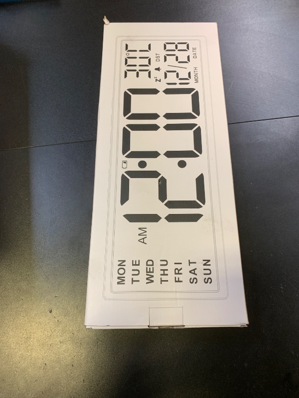 Photo 1 of Xflyee 14.5'' Large Digital Wall Clock Battery Operated with Jumbo Numbers, Auto DST, Day, Date, Alarm, Temperature for Living Room, Bedroom, Desk Decor, Gift, LCD Screen Display Easy to Read and Set