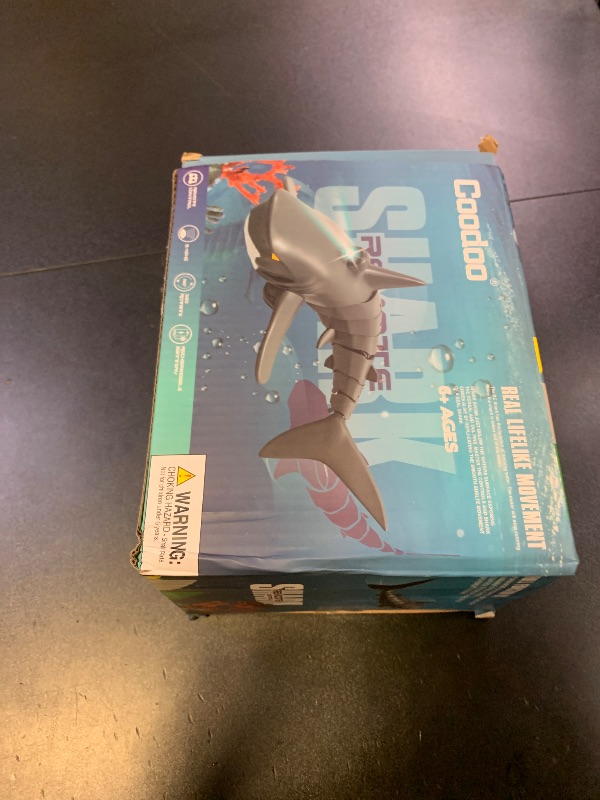 Photo 1 of 2.4G Remote Control Shark Toy 1:18 Scale High Simulation Shark for Swimming Pool Bathroom - Great Gift RC Boat Toys for 6+ Year Old Boys and Girls (with 2 Batteries)