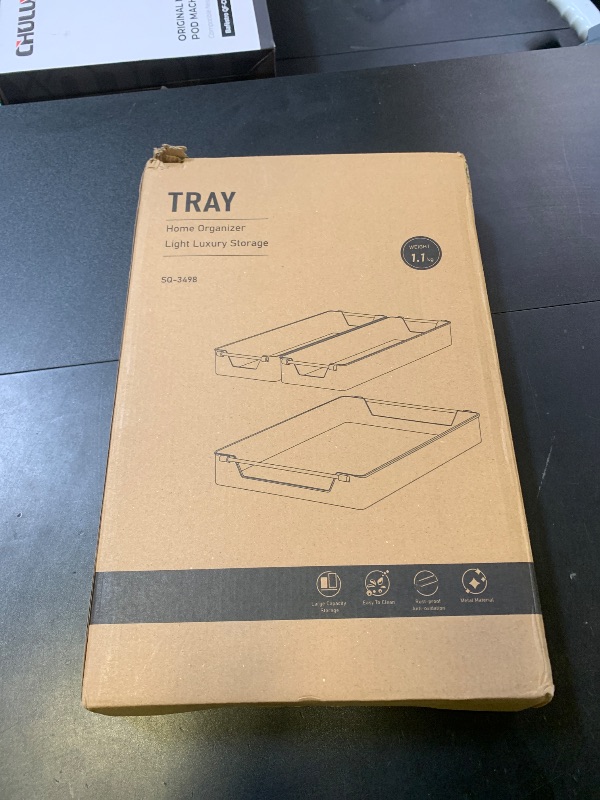Photo 1 of 3 pcs Clear Serving Tray Set with Gold Handles Plastic Spill-Proof Plates Countertop Platter Party Trays Christmas Family Dinner Food Decoration Plates for Snacks, Fruits, Cookies and Desserts Plate