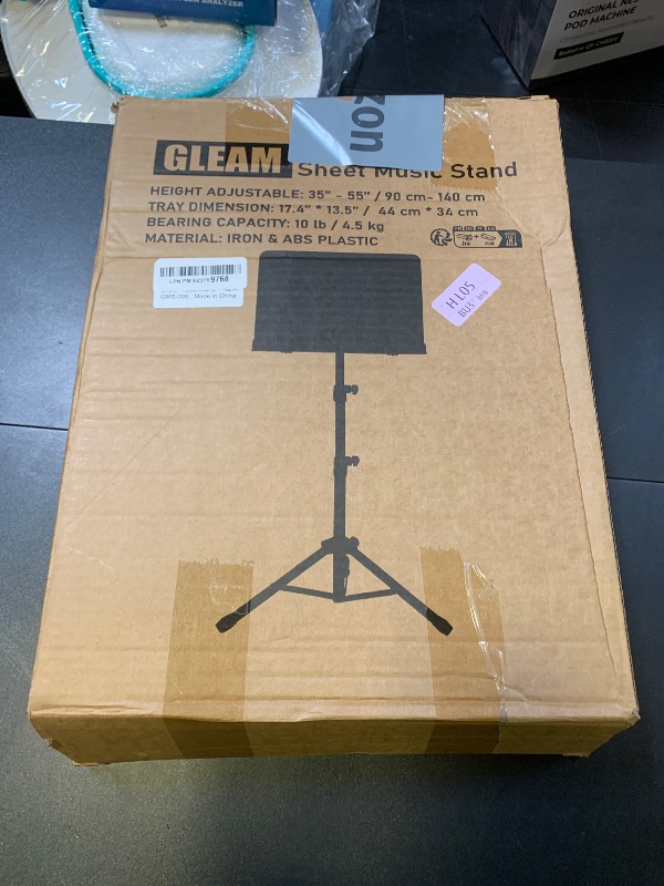 Photo 1 of GLEAM Sheet Music Stand - Full Metal with Carrying Bag, Phone Holder, Sheet Music Folder and Clip, 5 in 1 Desktop Book Stand