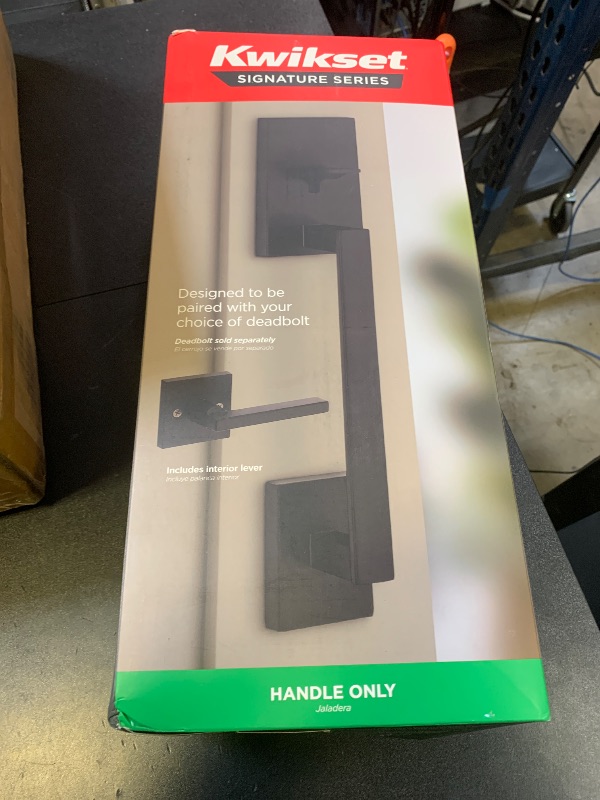 Photo 1 of Kwikset San Clemente Front Door Handle No Lock, Entry Handleset Exterior with Interior Reversible Handed Lever, Non-Locking, Matte Black, Deadbolt Not Included, with Microban Protection