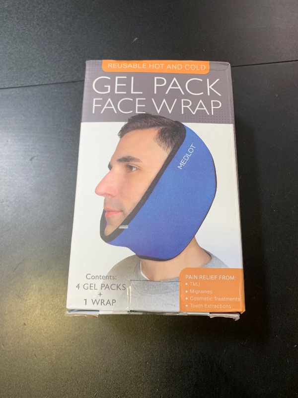 Photo 1 of LotFancy Face Ice Pack Wrap for TMJ, Wisdom Teeth, with 4 Reusable Hot Cold Therapy Gel Packs, Pain Relief for Head, Oral and Facial Surgery, Dental Implants, Blue