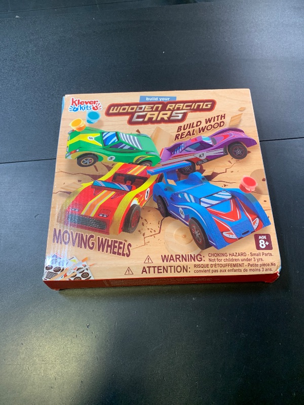 Photo 1 of Klever Kits 4 DIY Wooden Race Cars-Build & Paint Your Own Wood Craft Kit, 4 Race Cars Toy, Easy to Assemble Arts Crafts Kit, Birthday Party Presents for Kids Boys and Girls
