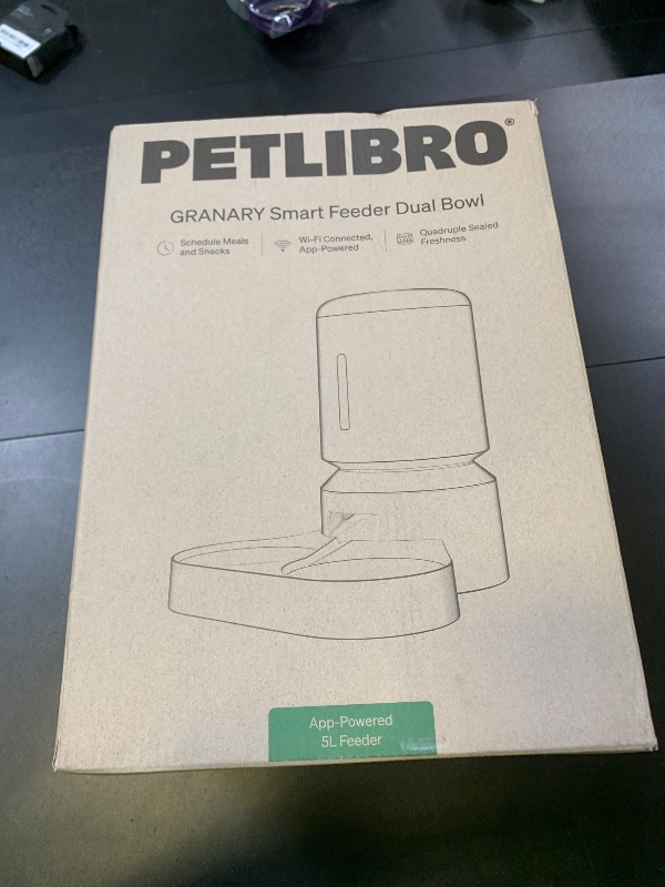Photo 1 of PETLIBRO Automatic Cat Feeder for 2 Cats, 5G&2.4G WiFi Pet Feeders, 5L Programmable Cat Food Dispenser with Airtight Lock-Fresh Technology, Dual Stainless Steel Bowls, Low Food Sensor