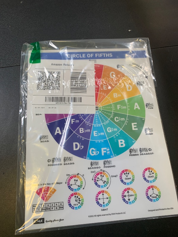 Photo 1 of QMG Ukulele Chords Cheatsheet – Laminated A4 Music Theory Chart with Circle of Fifths for Beginners