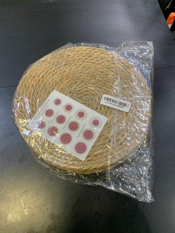 Photo 1 of RUNTIVAN Round Woven Placemats Set of 6, Natural Water Hyacinth Place mats, 12 inch Rattan Placemats Wicker Placemats Farmhouse Boho Braided Heat Resistant Outdoor Placemat Patio Table Place Mats