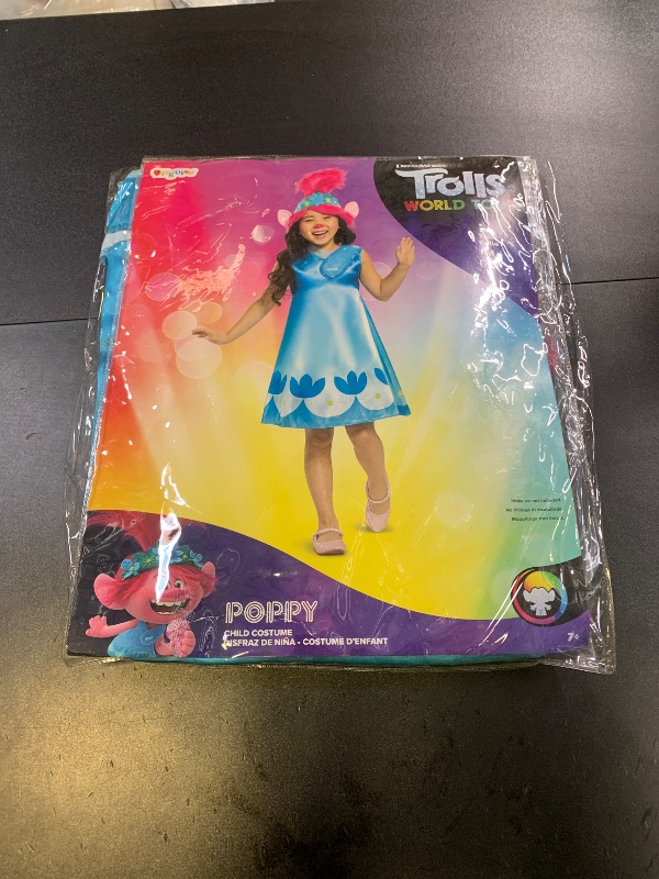 Photo 1 of Trolls World Tour Poppy Costume, Trolls World Tour Children's Classic Dress Up Outfit for Girls, Kids Size Medium (7-8) Blue