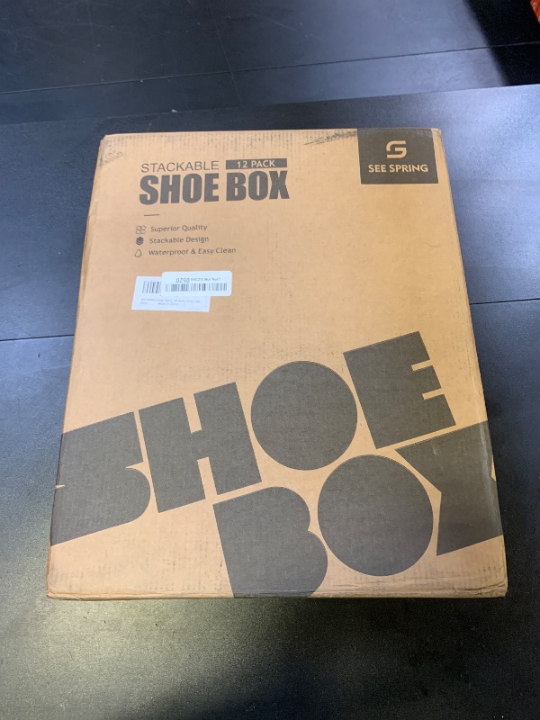 Photo 1 of SEE SPRING X-Large Shoe Storage Box Fit Size 11, Clear Plastic Stackable Shoe Organizer for Closet, Space Saving Foldable Shoe Rack Sneaker Container Bin Holder, 12 Pack Clear