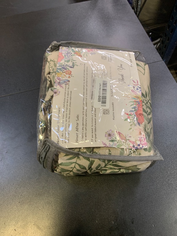Photo 1 of Green Floral Linen Curtains for Living Dining Room 96 Inch Length 2 Panels Olive Plant Flower Patterned Printed Curtains Back Tab Semi Sheer Farmhouse Rustic French Country Drape for Bedroom 8FT