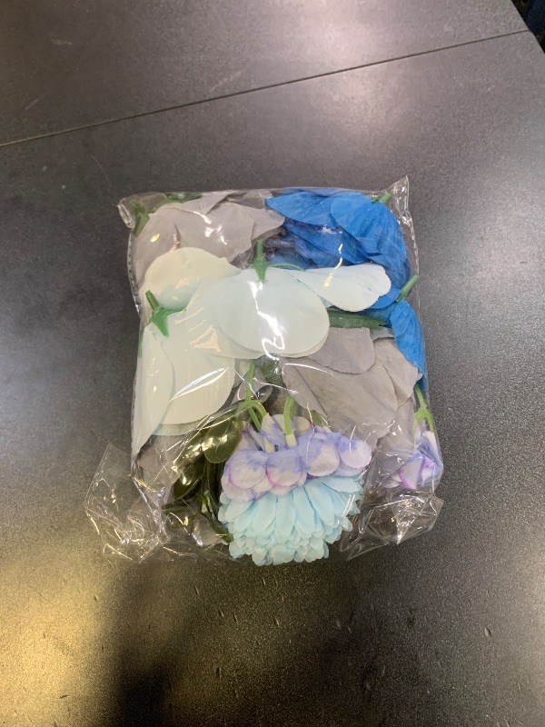 Photo 1 of Boho Cake Toppers Blue Flower Cake Topper Artificial Rose hydrangea Cake Decorations for Women Girl Lady Birthday Party Wedding Baby Shower Boho Flower Theme Party Supplies (Style 2)