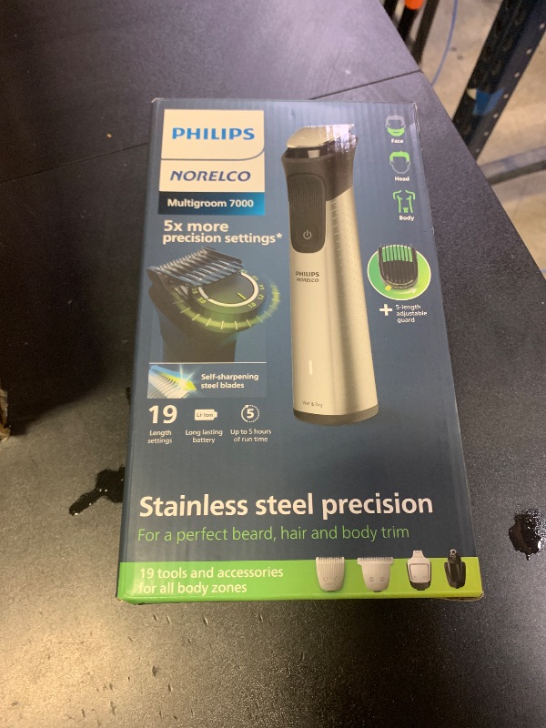 Photo 1 of Norelco Philips Multigroom 7000 Series, All-in-One Trimmer, Beard Trimmer and Hair Clipper, 19-Piece Men's Grooming Kit for Beard, Head, Hair, Body, and Face, Soft Pouch, MG7910/49