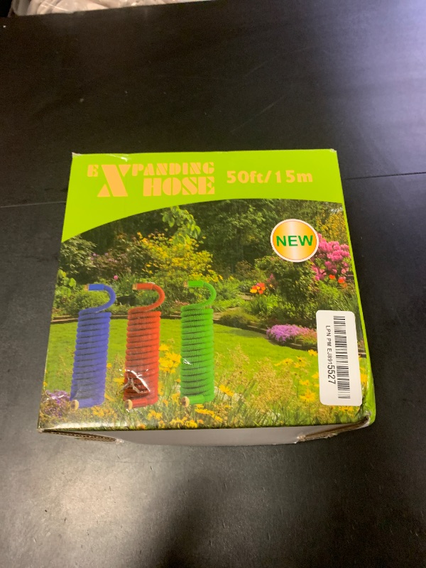 Photo 1 of Expandable Garden Hose 50 ft, 2025 New No Kink Retractable Water Hose 50ft with 10 Pattern Spray Nozzle, Extra Strong Brass Connectors, Reinforced Expanding Latex Core, Ultra Lightweight & Flexible