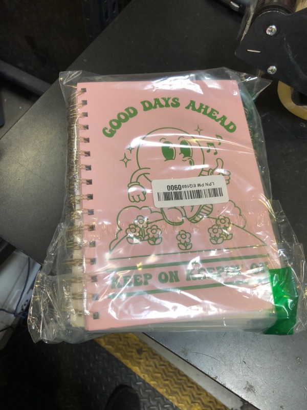 Photo 1 of Pink Green Aesthetic Hardcover Notebooks for Work, A5 size 5.8 x 8.3 inch, Cute Notebooks for School 4 Pack, Retro Notebooks College Ruled, Cute Spiral Journal for Women, Kids Back to School Notebook