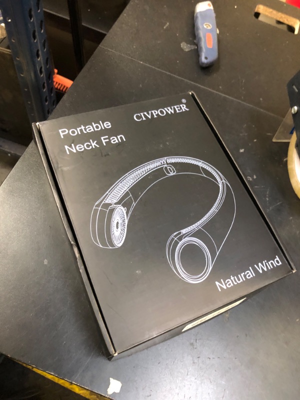 Photo 1 of CIVPOWER Neck Fan: Portable Personal Neck Cooling Rechargeable Bladeless Fan - Hands Free 3 Speed 4000 mAh Battery USB Operated Wearable Headphone Design - for Men Women Outdoor Indoor (White)