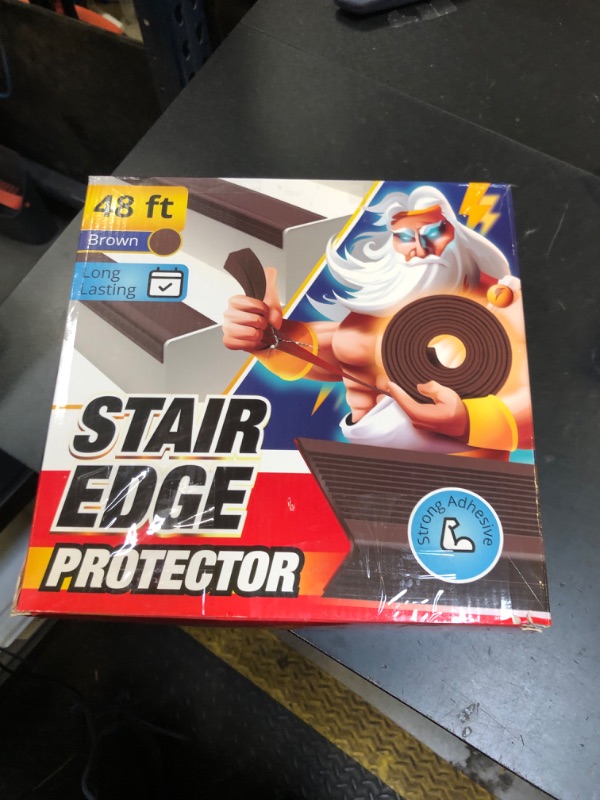 Photo 1 of Stair Edge Protector 48 Ft - Brown Rubber Edge Trim for Steps - Vinyl Stair Nose Molding - Rubber Nose Trim - Fit for Indoor and Outdoor - Non Slip and Waterproof