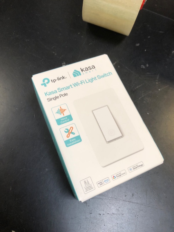Photo 1 of Kasa Smart Light Switch HS200, Single Pole, Needs Neutral Wire, 2.4GHz Wi-Fi Light Switch Works with Google Home, UL Certified, No Hub Required, White
