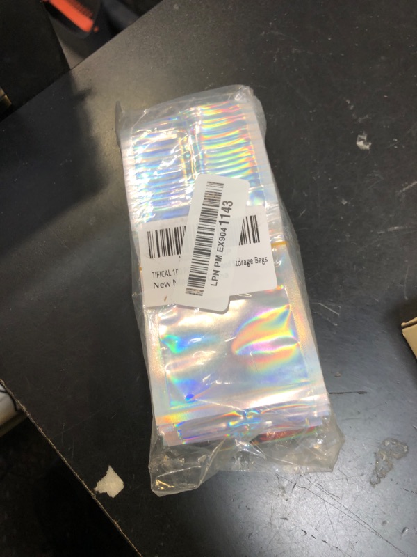 Photo 1 of TIFICAL 100 PCS Holographic Bags for Lashes, Press On Nails, Candy, Small Baggies Sample Bag Smell Proof Packaging Bag for Jewelry, Resealable Bags for Small Business, Food Storage Bags