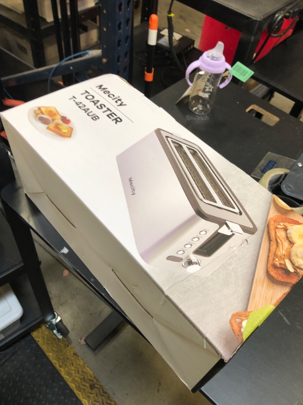 Photo 1 of Mecity 4 Slice Toaster, Long Slot Toaster With Countdown Timer, Bagel/Defrost/Reheat/Cancel Functions,Warming Rack, Removable Tray, 6 Browning Settings, Extra Wide Slots, Stainless Steel, 1300W
