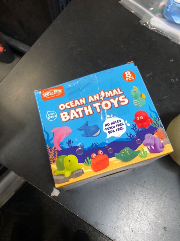 Photo 1 of LotFancy Bath Toy, 8PCS Mold Free Bath Toys for Kids Ages 1-3, No Holes Baby Bath Toys for Toddlers 2-4, Ocean Sea Animal Bathtub Toys, Soft Floating Pool Water Table Toys