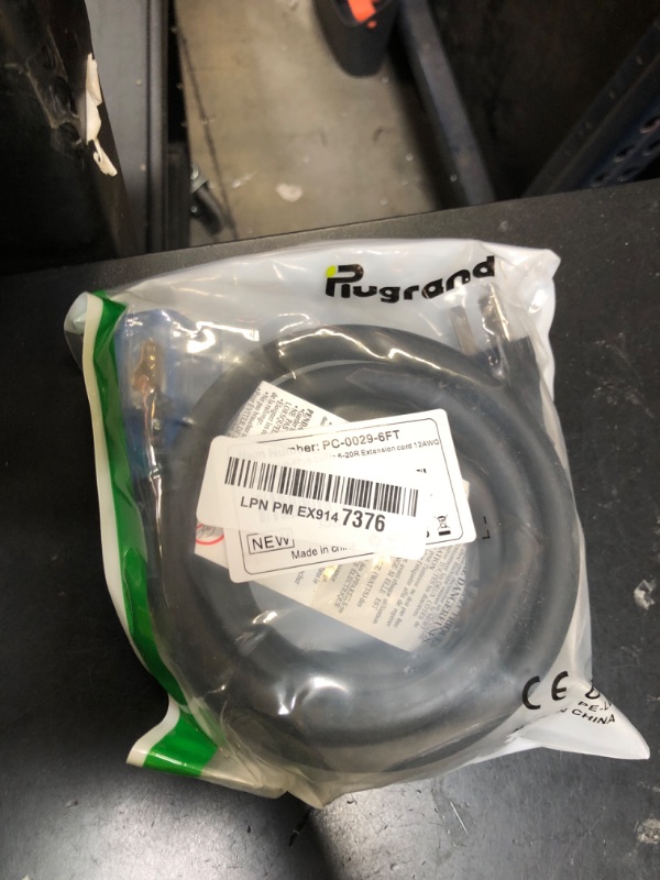 Photo 1 of 6FT Nema 6-20P to 6-20R/6-15R Extension Cord, Plugrand Nema 6-20 Heavy Duty Extension Cable 20 Amp 250 Volt 12AWG, Nema 6-20R T-Blade Cord with Red Indicator Light for Air Conditioner, Black