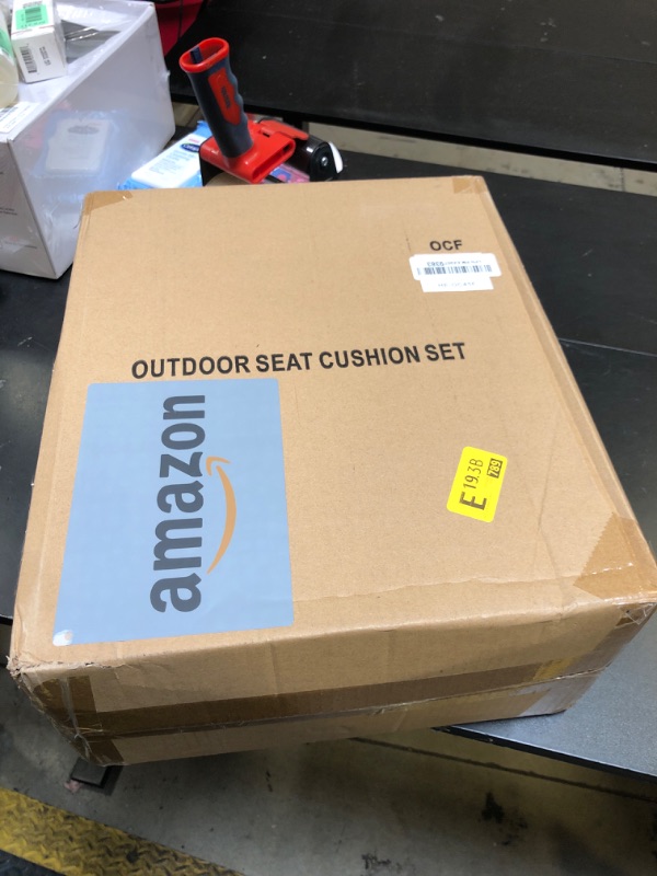 Photo 1 of HOMELYSIAN Waterproof Outdoor Chair Cushions 24x24, Memory Foam Outdoor Cushions for Patio Furniture with Removable Cover, Deep Seat Cushions for Outdoor Furniture with Ties and Handle, Dark Grey