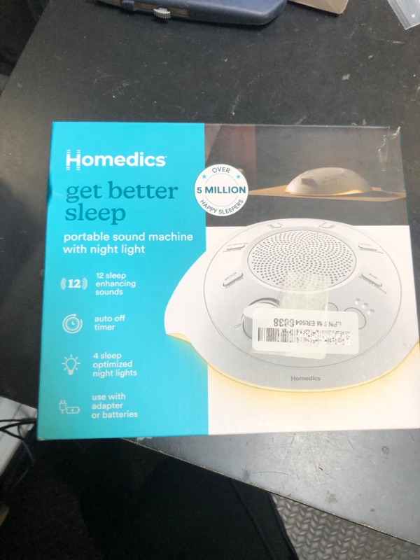 Photo 1 of Homedics Sleep Better Portable Sound Machine, Night Light,12 Soothing Sounds Including White Noise, Rain, and Thunderstorm, Ultra-Portable Design, Auto-Off Timer, Ideal for Travel & Baby Sleep