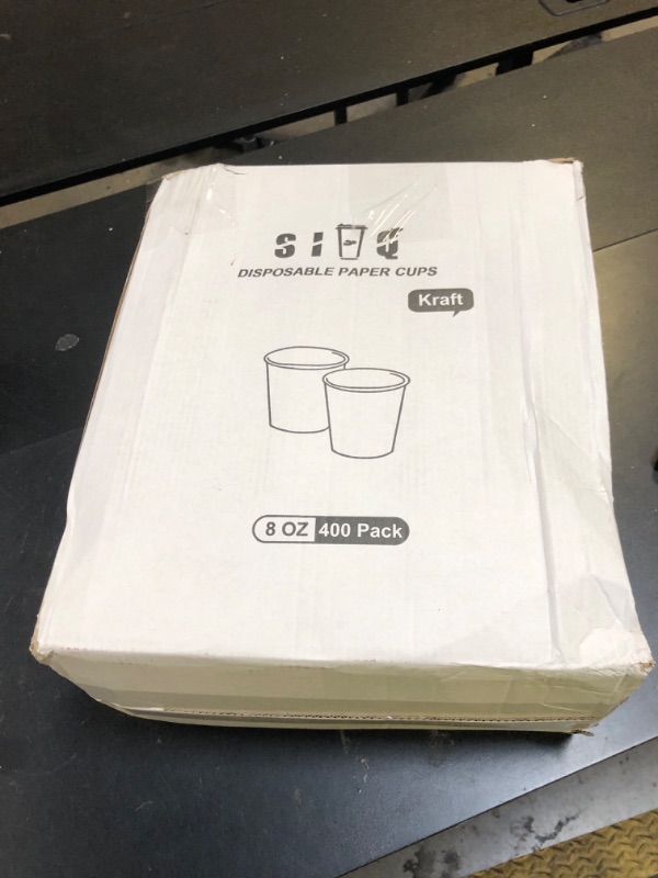 Photo 1 of SIUQ 400 Pack 8 oz Kraft Paper Cups, Unbleached Disposable Paper Coffee Cups, Thickened Hot/Cold Beverage Drinking Cup for Party, Home, Cafes, Bistros, Businesses (Brown)
