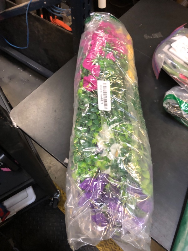 Photo 1 of HyeFlora Artificial Flowers for Outdoors Fake Plants Outside Decoration, 12 Bundles Silk Colorful Morning Glory with Eucalyptus UV Resistant Realistic Faux Flowers for Planter Front Door Garden Yard