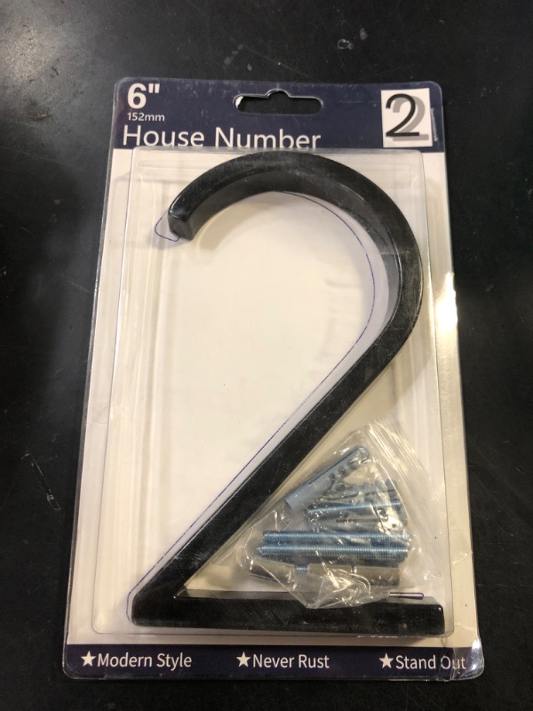 Photo 1 of 6" Stainless Steel Floating House Number 2, Metal Modern House Numbers, Mailbox Decor Number with Nail Kit, Coated Black, 911 Visibility Signage (Large 2)