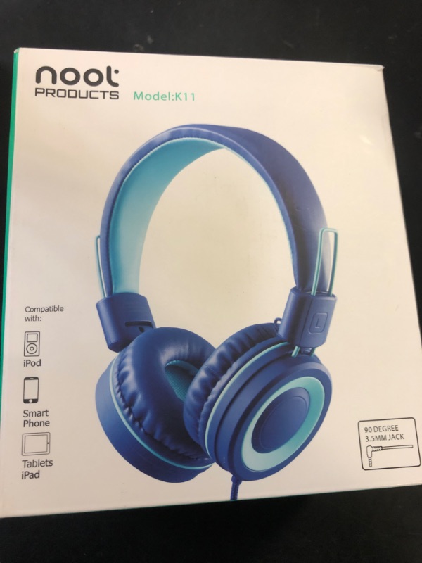 Photo 1 of Kids Headphones - noot products K11 Foldable Stereo Tangle-Free 3.5mm Jack Wired Cord On-Ear Headset for Children/Teens/Boys/Girls/Smartphones/School/Kindle/Airplane Travel/Plane/Tablet (Navy/Teal)