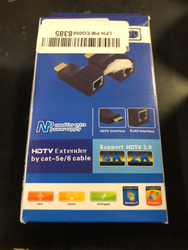 Photo 1 of Hdmi Extender Over Ethernet Cat 5e/ 6 Cable, HDMI to RJ45 Ethernet Network Converter, Support Audio Video 1080P UP to 98FT(30m), Suitable for HDTV, PS3 4, Projector, Monitor (NOTE: Used in Pairs)