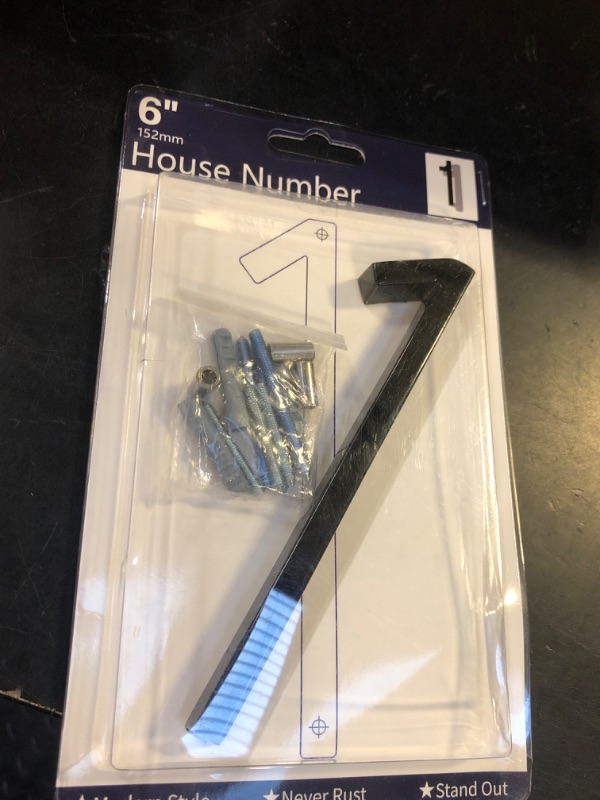 Photo 1 of 6" Stainless Steel Floating House Number 1, Metal Modern House Numbers, Mailbox Decor Number with Nail Kit, Coated Black, 911 Visibility Signage (Large 1)