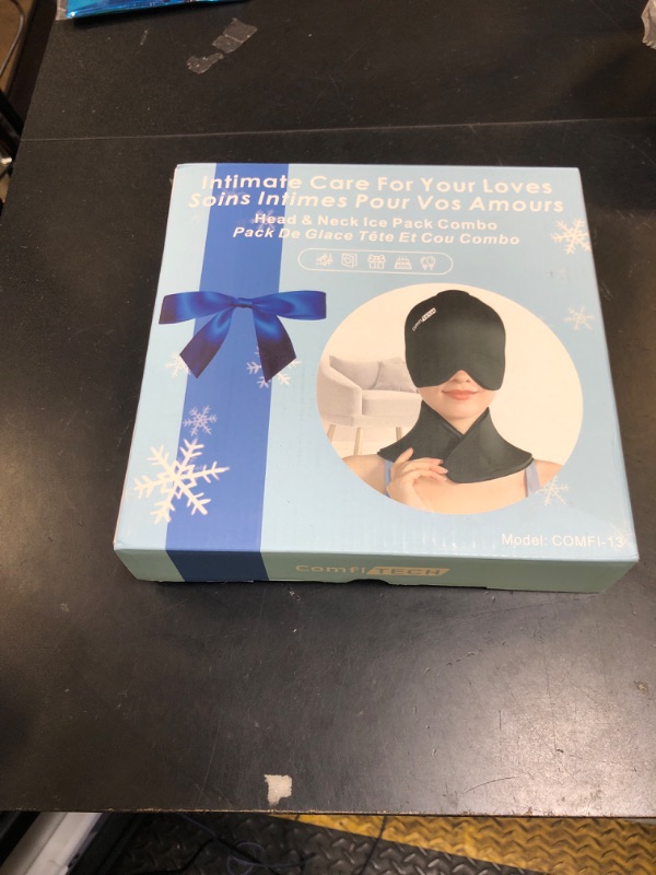 Photo 1 of ComfiTECH Cold Cap and Neck Ice Pack Wrap Gel Combo, Care Package for Head and Cervical, Medium