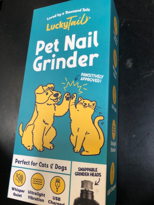 Photo 1 of LuckyTail Pet Nail Grinder for Dogs and Cats - Super Quiet and Low Vibration Electric Dog Nail Grinder with 2 LED Lights - USB Rechargeable and Cordless - 2 Speeds - Small to Large Pets - Orange
