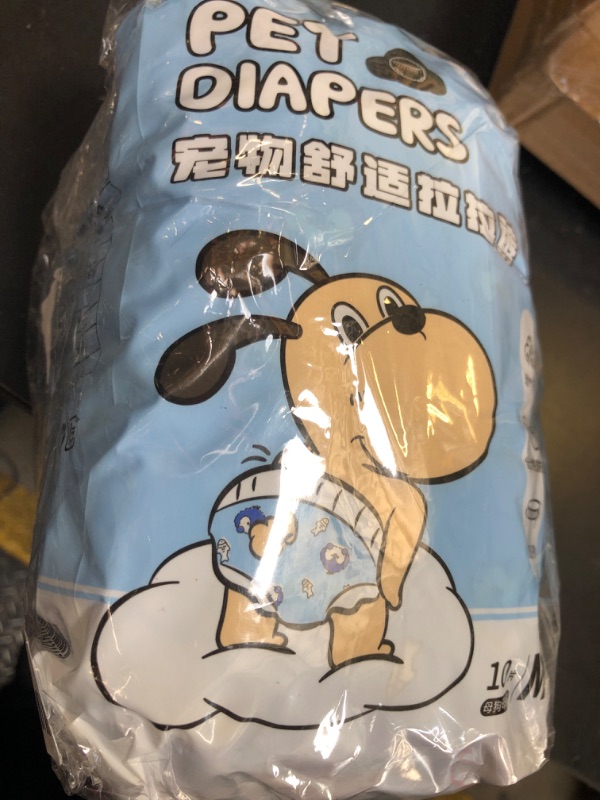 Photo 1 of Dog Diapers Female,Disposable 10 Pcs Stretchy Cat Diapers for Female Cats,Size M Leak-Proof Pull-ups,Penguin Pattern Doggy Diapers for Dogs in Heat,Dog Period, Incontinence, Training (M, Blue)